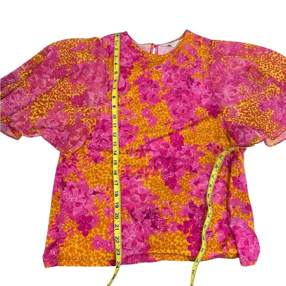 Ted Baker London Lilanya Metropolis Printed Top in Light Orange/Pink Size 4/6 - Picture 9 of 11